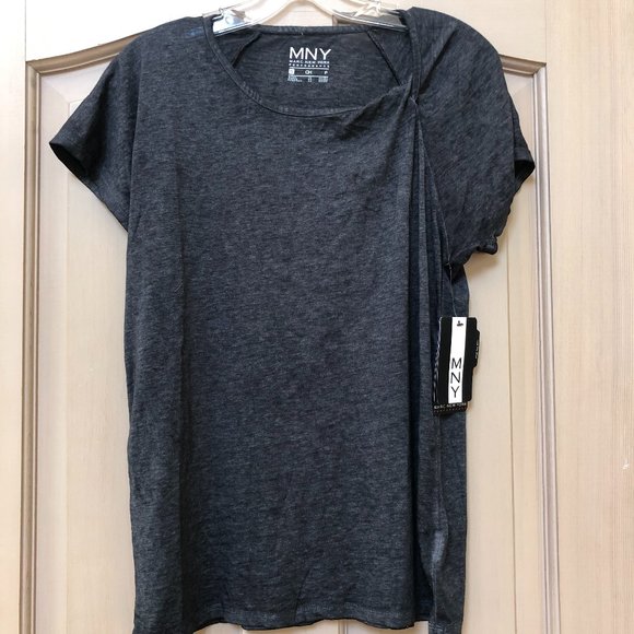 NWT Andrew Marc MNY Twist Front Tee in Grey - Picture 1 of 6